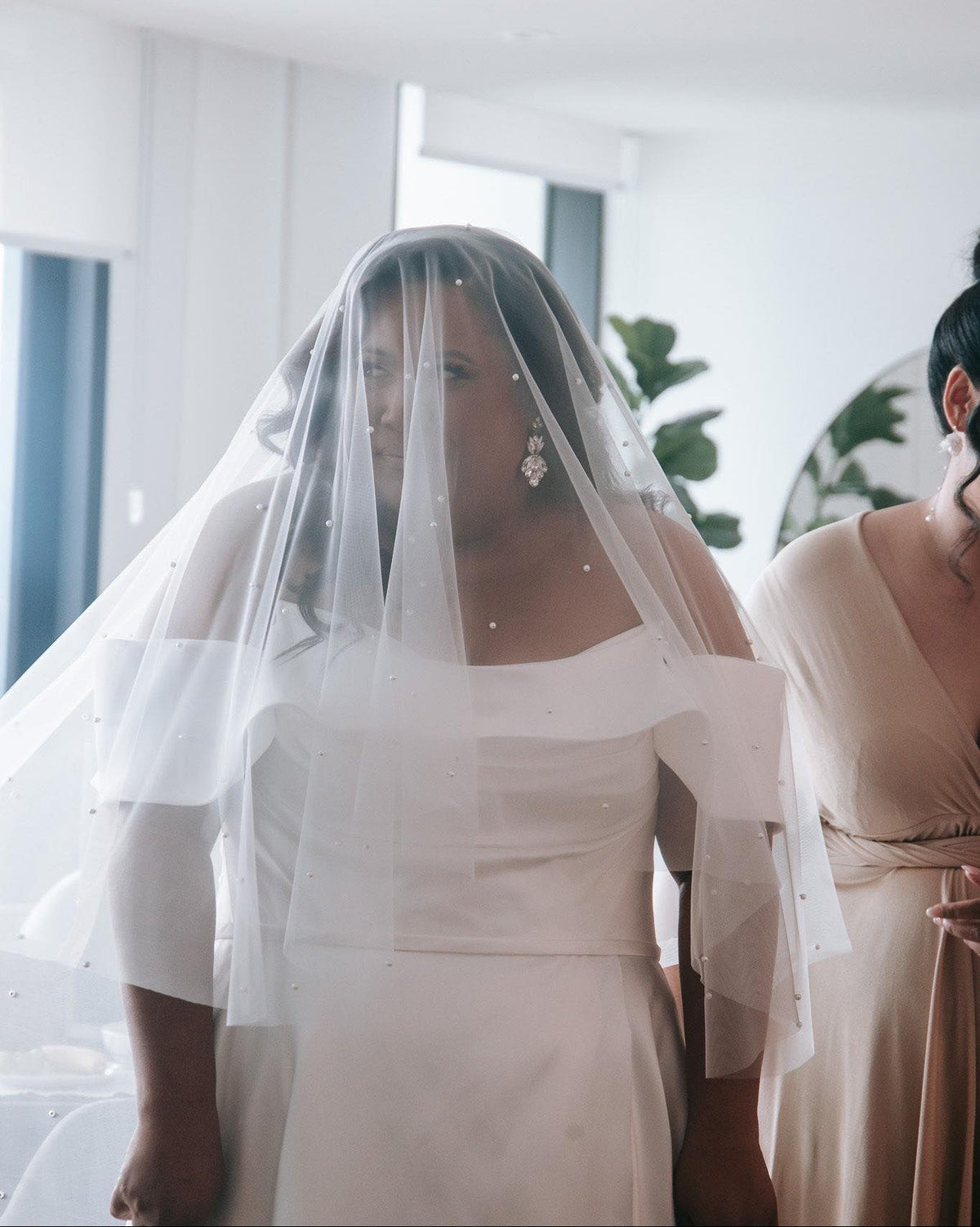 300cm Cathedral Pearl Veil with Blusher