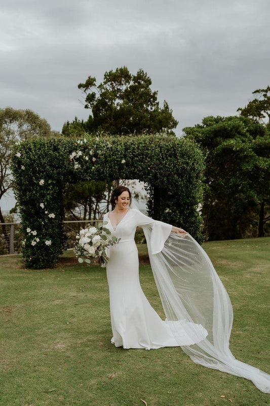 300cm Cathedral length Pearl Veil in Off-white