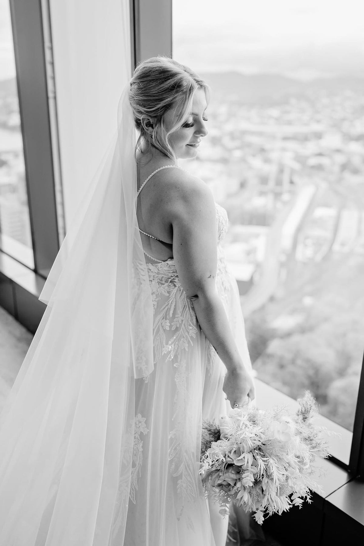 300cm Cathedral length with Blusher Classic Bridal veil in Off-white