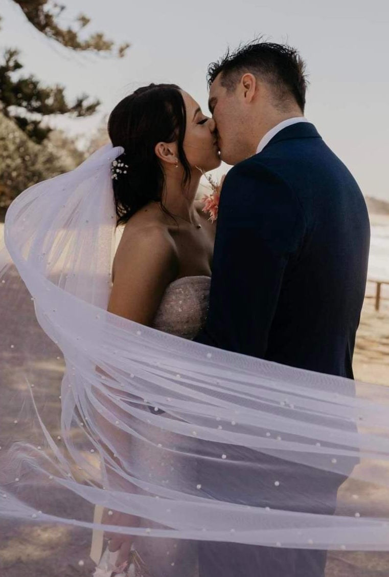 200cm Chapel Pearl Veil in White